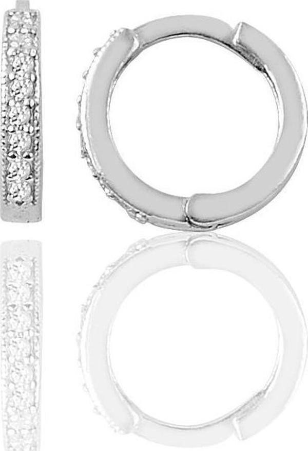 Gümüş 12 mm zirkon taşlı halka küpe  - Image 1