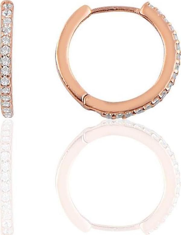 Gümüş 14 mm rose zirkon taşlı tamtur halka küpe  - Image 1