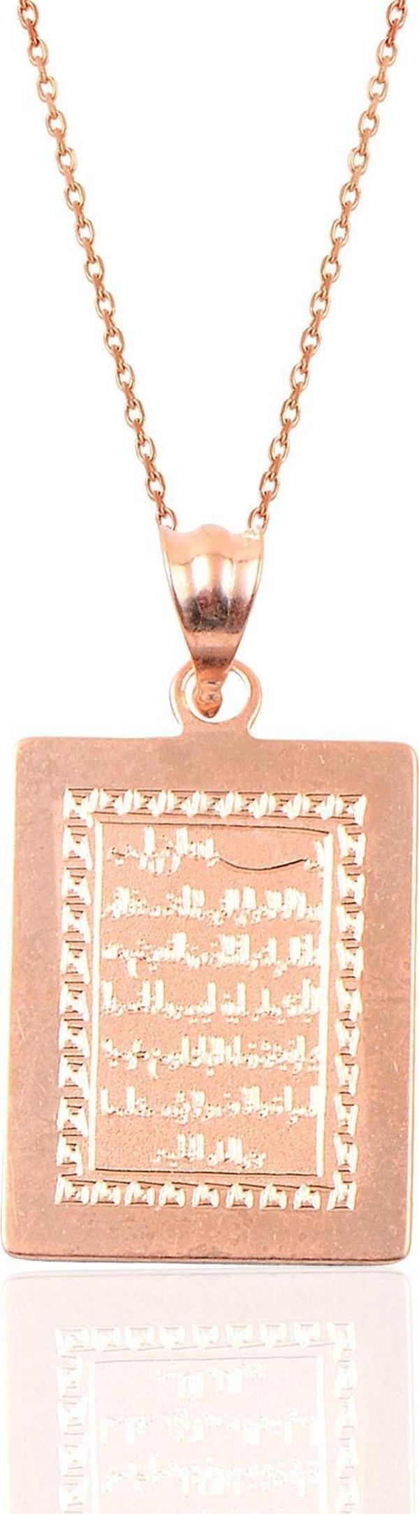 Gümüş Ayetel kürsü yazılı plaka kolye  - Image 1