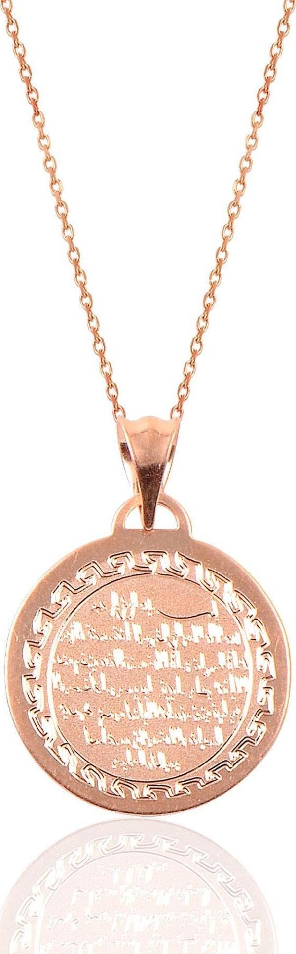 Gümüş Ayetel kürsü yazılı plaka kolye  - Image 1