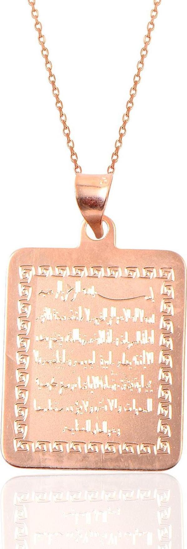 Gümüş Ayetel kürsü yazılı plaka kolye  - Image 1