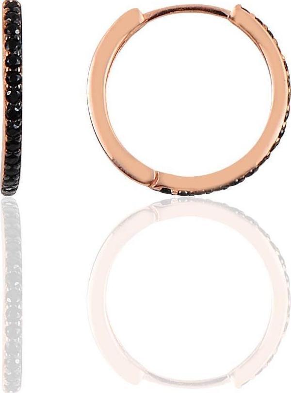 Gümüş 17 mm rose siyah taşlı tamtur halka küpe  - Image 1