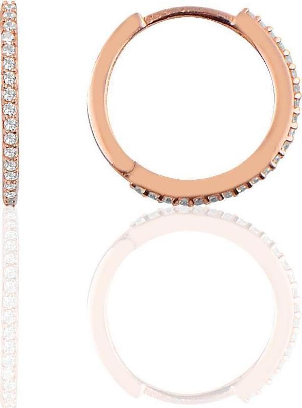 Gümüş 17 mm rose zirkon taşlı tamtur halka küpe  - Image 1