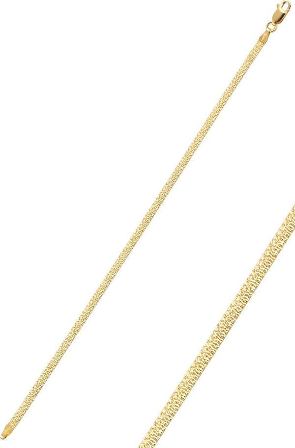Gümüş 3 mm kalınlığında altın rengi desenli italyan yassı modeli bileklik SGTL10098GOLD  - Image 1