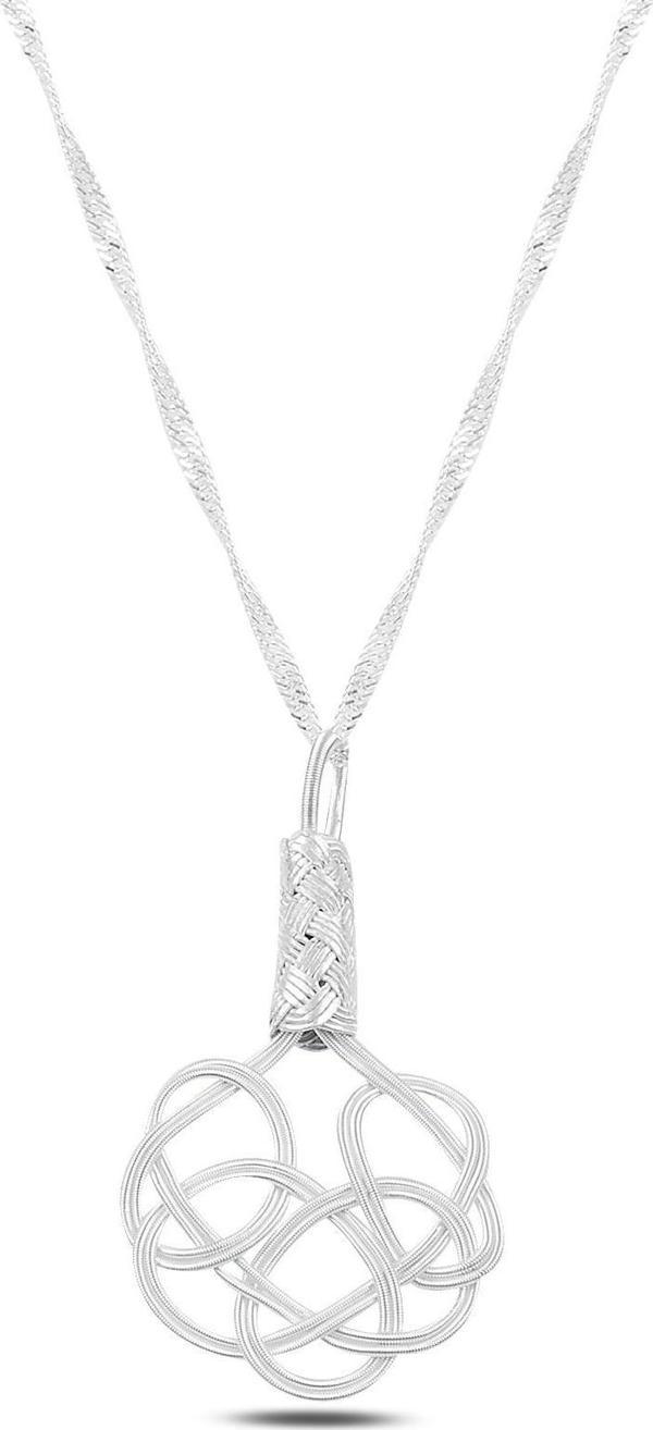 Gümüş beyaz kazaziye aşk düğümü kolye  - Image 1