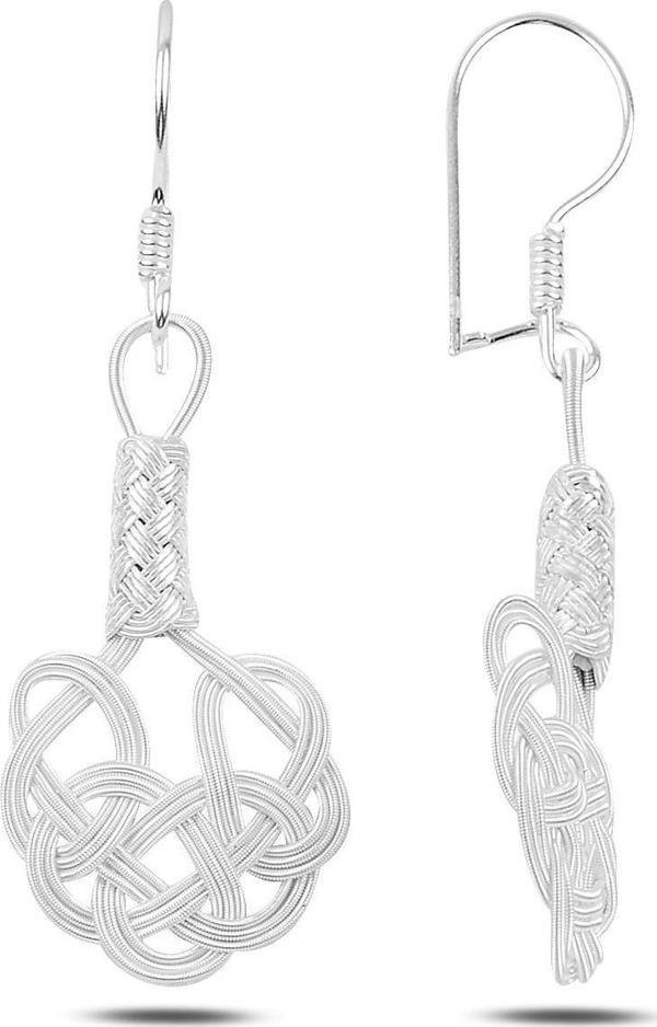 Gümüş beyaz kazaziye aşk düğümü küpe  - Image 1