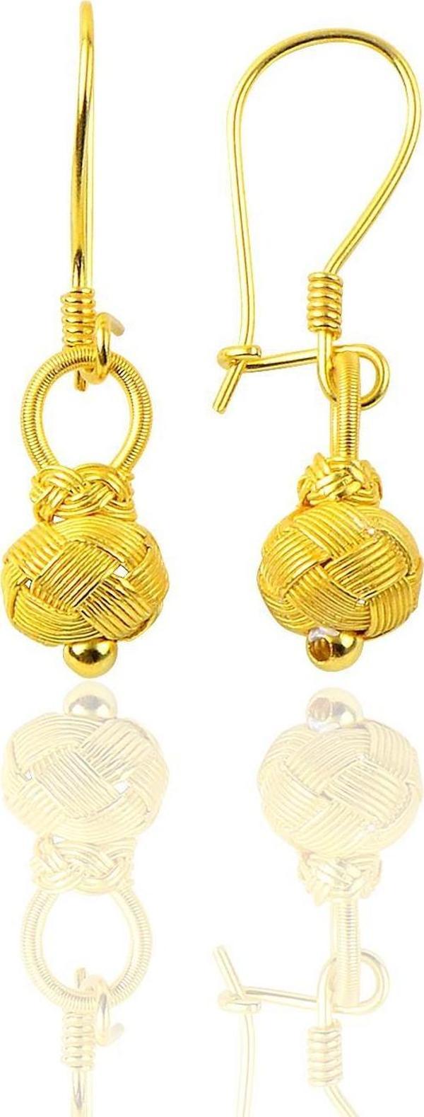 Gümüş altın yaldızlı kazaziye top küpe  - Image 1