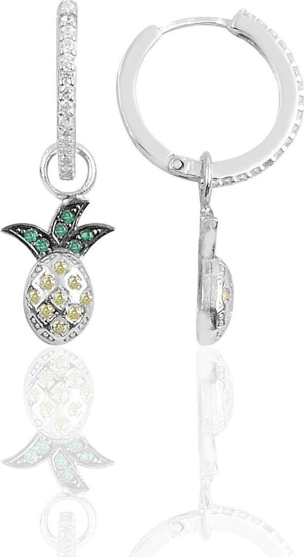 Gümüş ananas  halka küpe  - Image 1