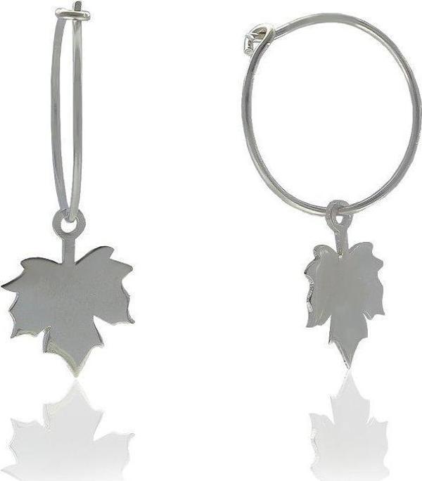 Çınar Yaprağı Modeli Gümüş Küpe  - Image 1