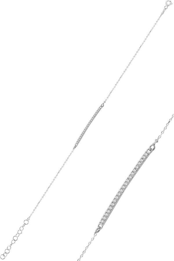Çubuk Model Zirkon Taşlı Rodyum Kaplama Gümüş Bileklik SGTL10092RODAJ  - Image 1