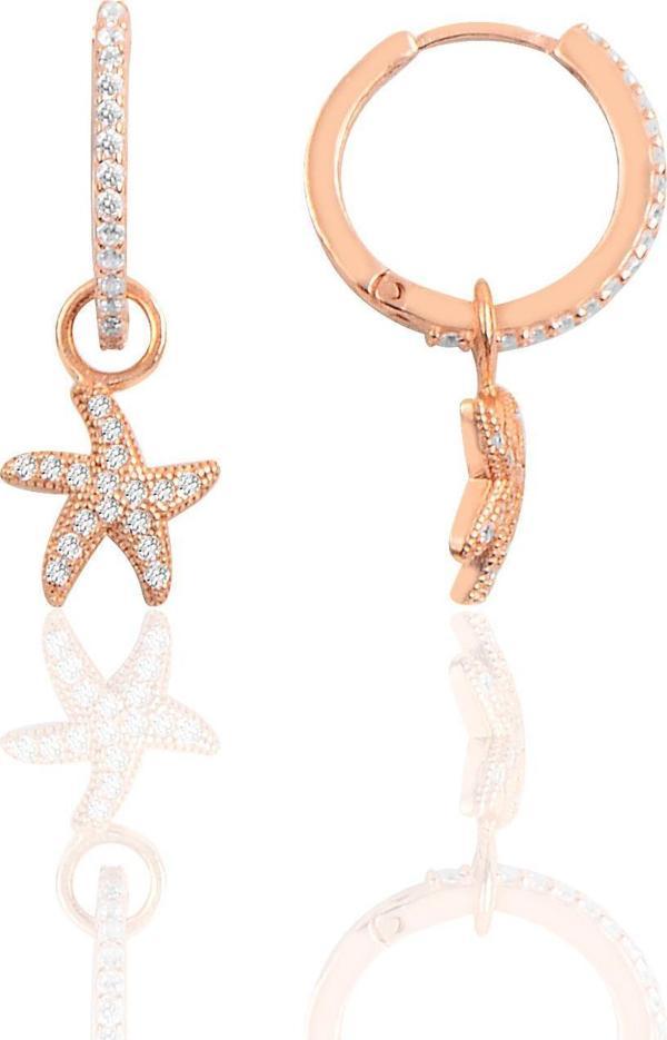 Gümüş deniz yıldızı halka küpe  - Image 1