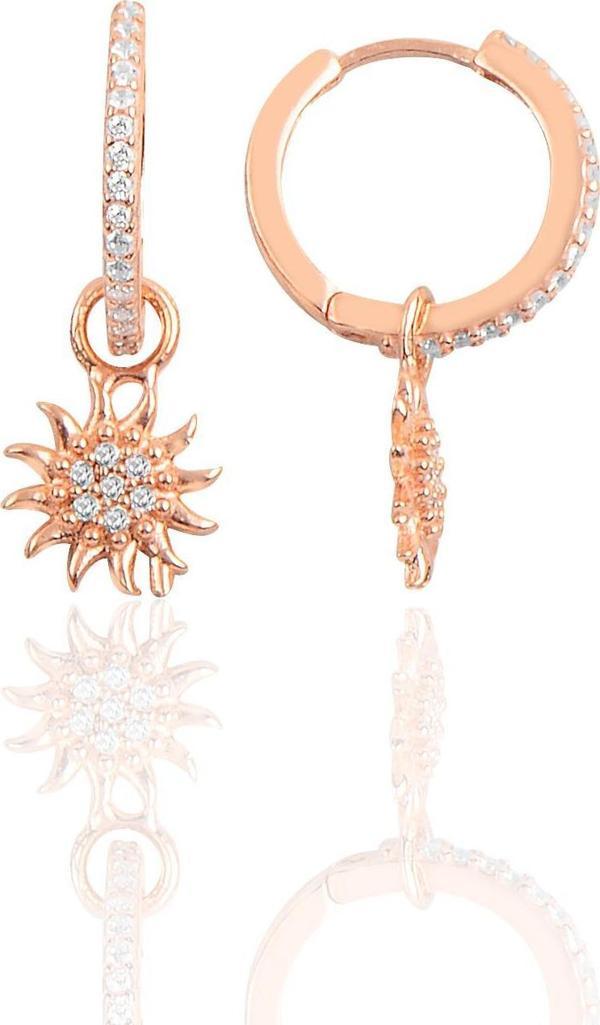 Gümüş güneş halka küpe  - Image 1