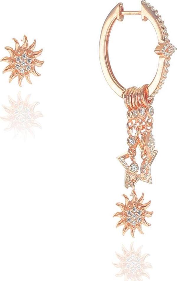 Gümüş güneş modeli şans küpe  - Image 1