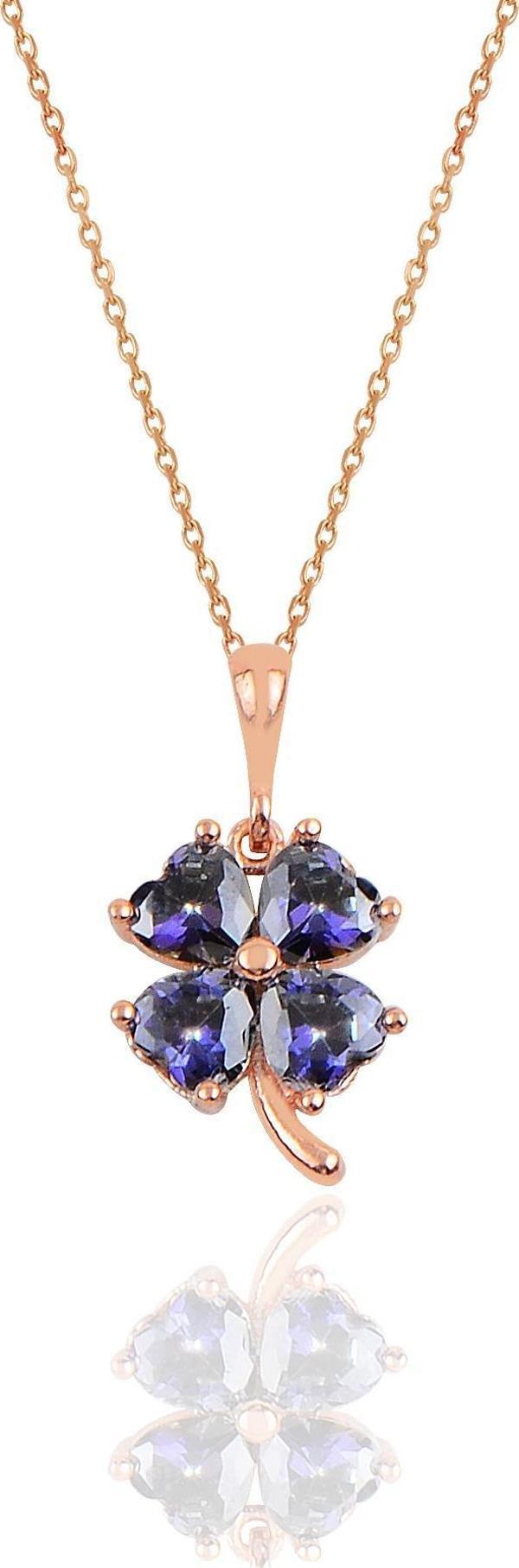 Gümüş mavi mistik topaz rengi yonca modeli kolye SGTL10088MAVİMİSTİK  - Image 1