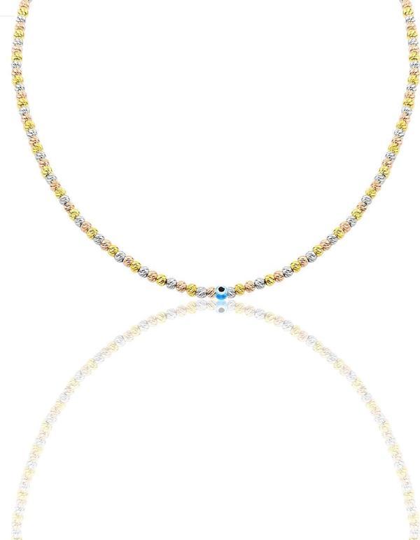 Gümüş renkli nazarlı dorica kolye   - Image 1