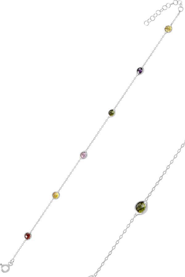 Gümüş renkli sıra taşlı bileklik  - Image 1