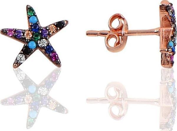 Gümüş renkli taşlı deniz yıldızı modeli küpe  - Image 1