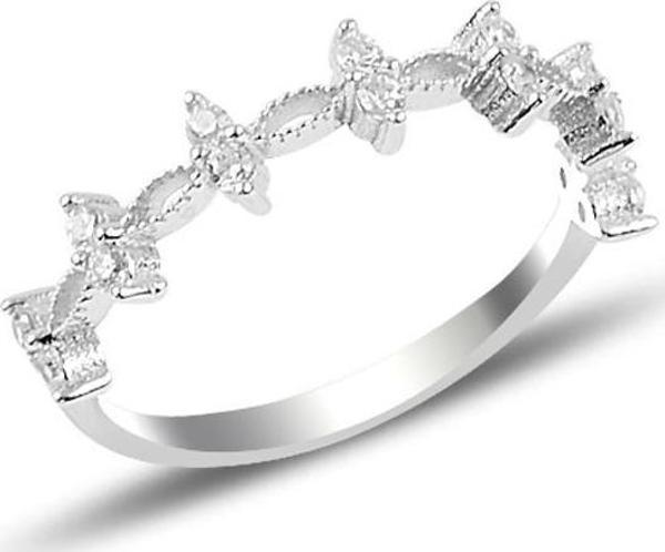 Gümüş rodaj zirkon taşlı crown yüzük  - Image 1