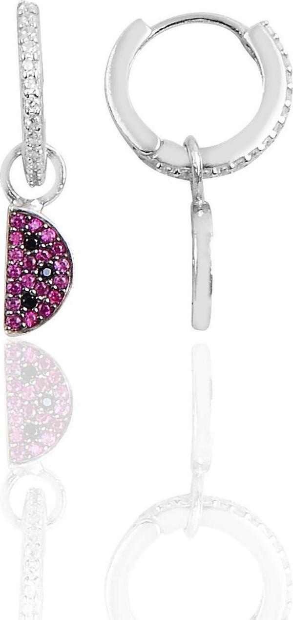 Gümüş karpuz halka küpe  - Image 1