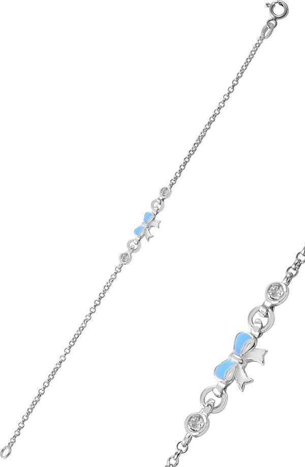 Gümüş mineli zirkon taşlı fiyonk modeli bileklik  - Image 1