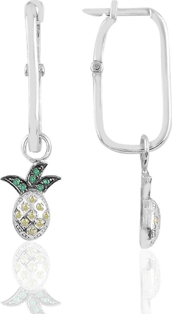 Gümüş rodyumlu ananas göçmen küpe  - Image 1