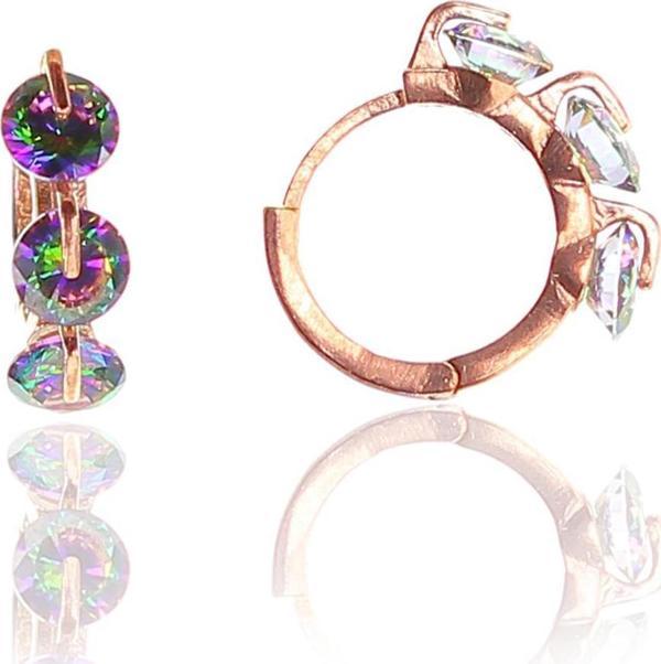 Gümüş mistik taşlı halka küpe  - Image 1