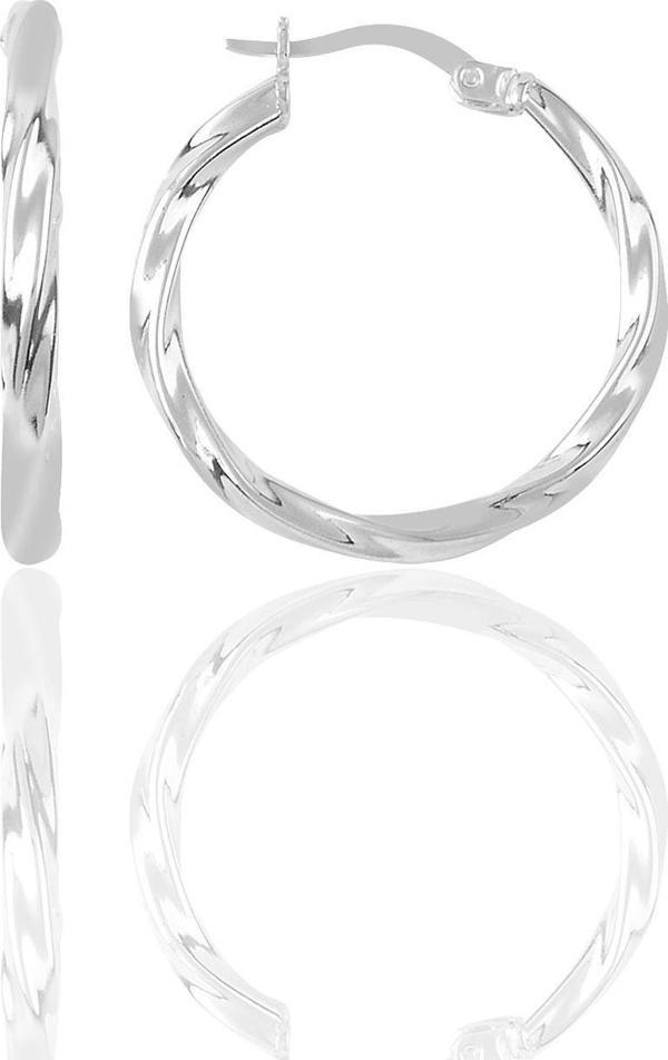 Gümüş rodyumlu burma modeli küçük boy halka küpe  - Image 1