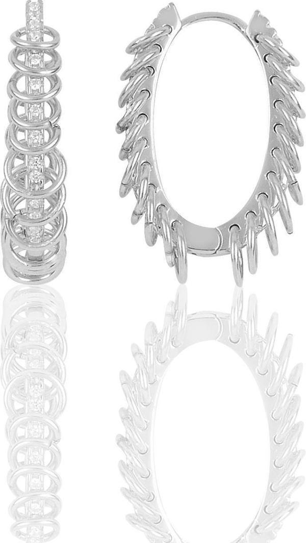Gümüş rodyumlu çılgın halkalar oval küpe  - Image 1