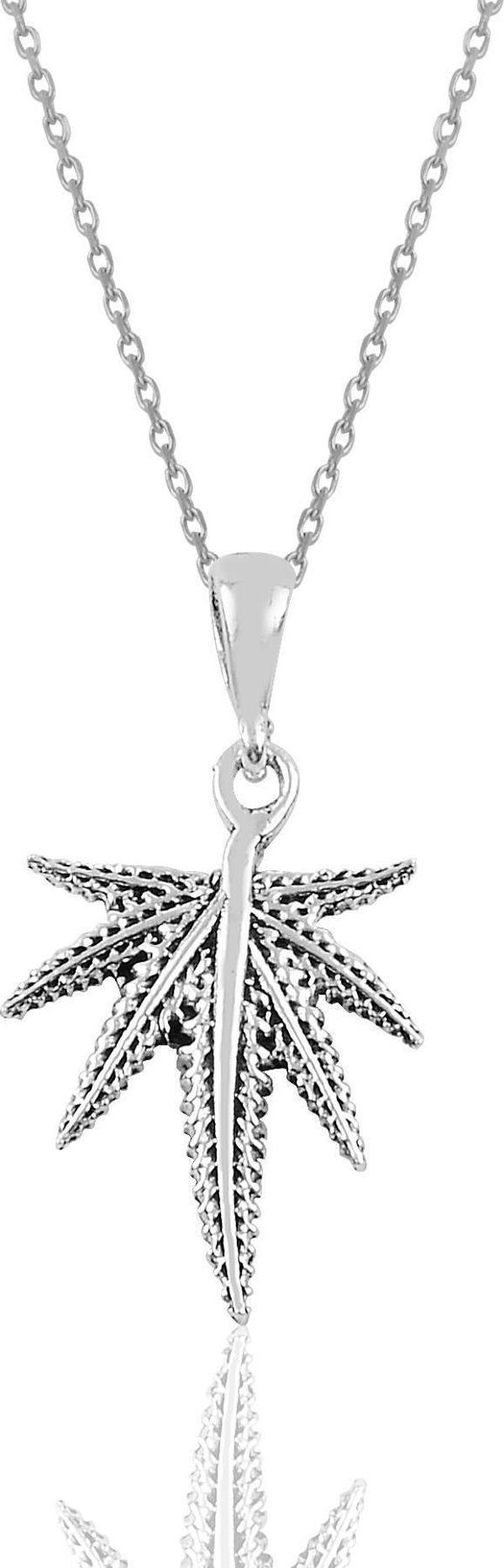 Gümüş oksitli yaprak modeli kolye  - Image 1