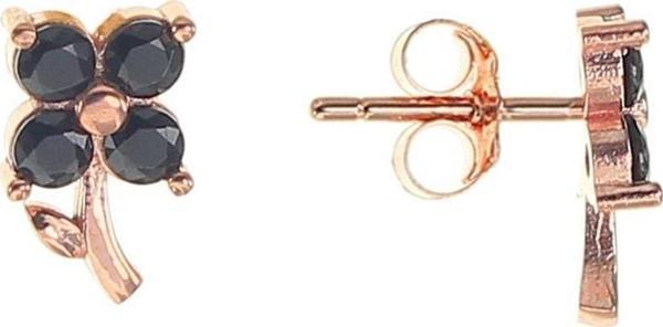 Gümüş onix taşlı minik yonca küpe  - Image 1