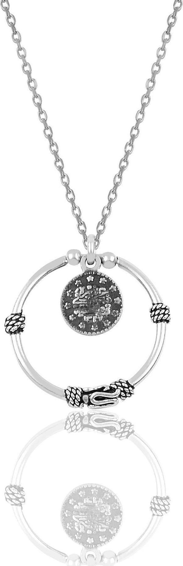 Gümüş para modeli eksenler kolyesi  - Image 1