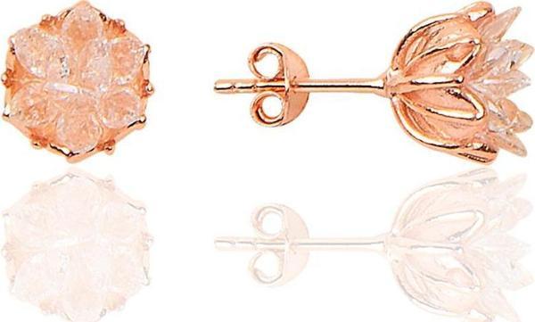 Gümüş Lotus çiçeği modeli (beyaz)zirkon taşlı küpe  - Image 1