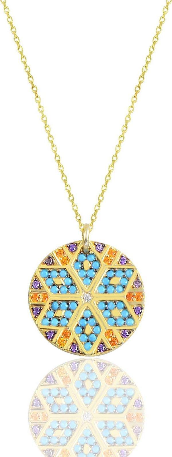 Gümüş gold yuvarlak kilim kolye  - Image 1