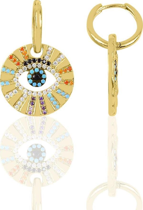 Gümüş gold zirkon taşlı aura küpe  - Image 1