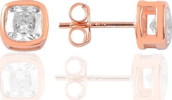 Gümüş pırlanta modeli baget tek taş küpe  - Image 1