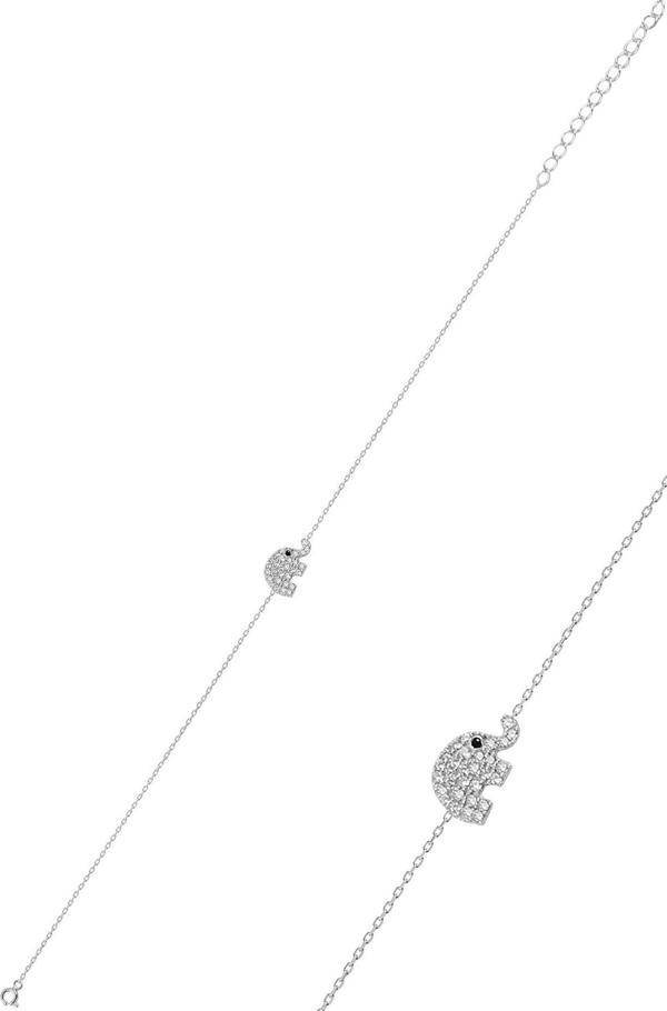 Gümüş rodyumlu zirkon taşlı fil bileklik  - Image 1