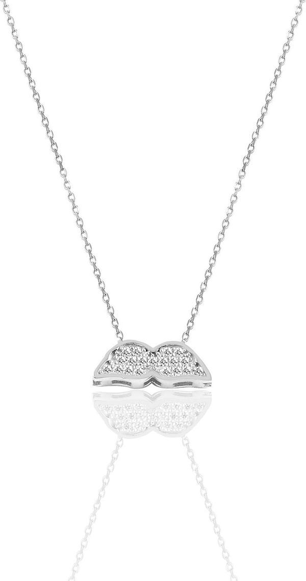 Gümüş rodyumlu zirkon taşlı kanat kolye  - Image 1