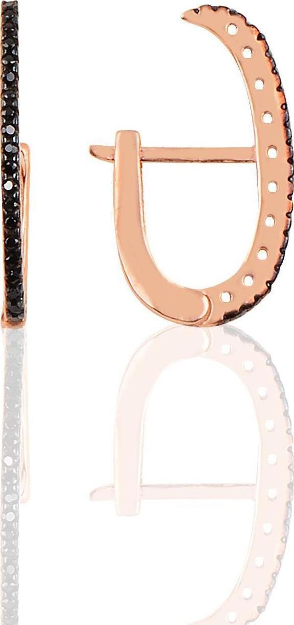 Gümüş rose onix taşlı style j modeli küpe  - Image 1