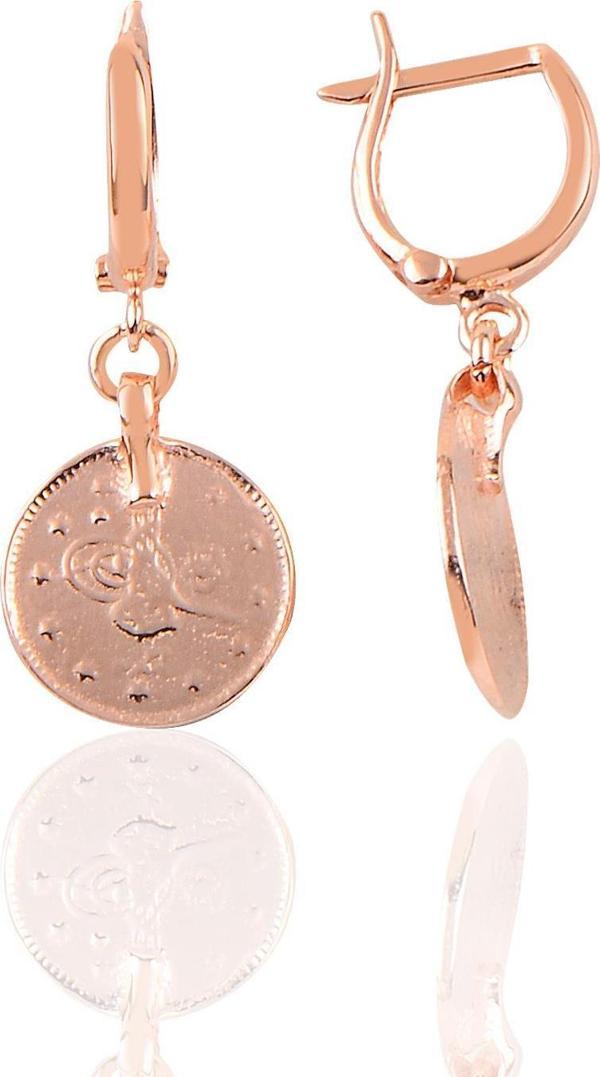 Gümüş rose Osmanlı tuğralı küpe  - Image 1