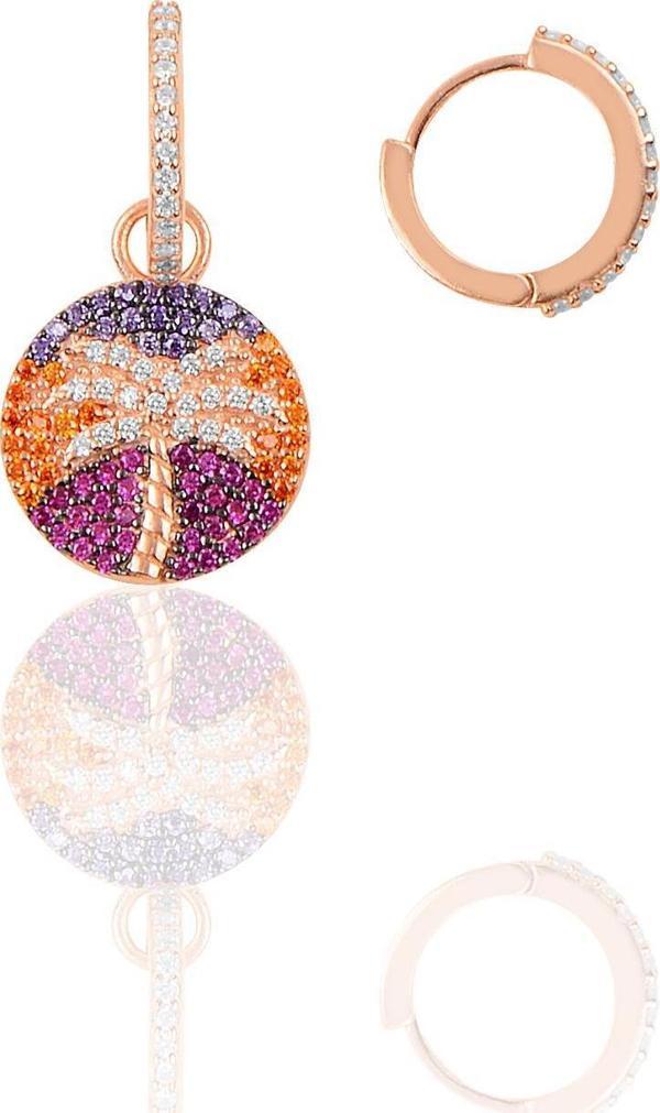 Gümüş rose palmiye modeli tarz küpe  - Image 1