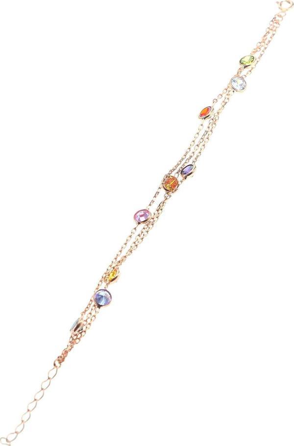 Gümüş rose renkli sıra taşlı bileklik  - Image 1