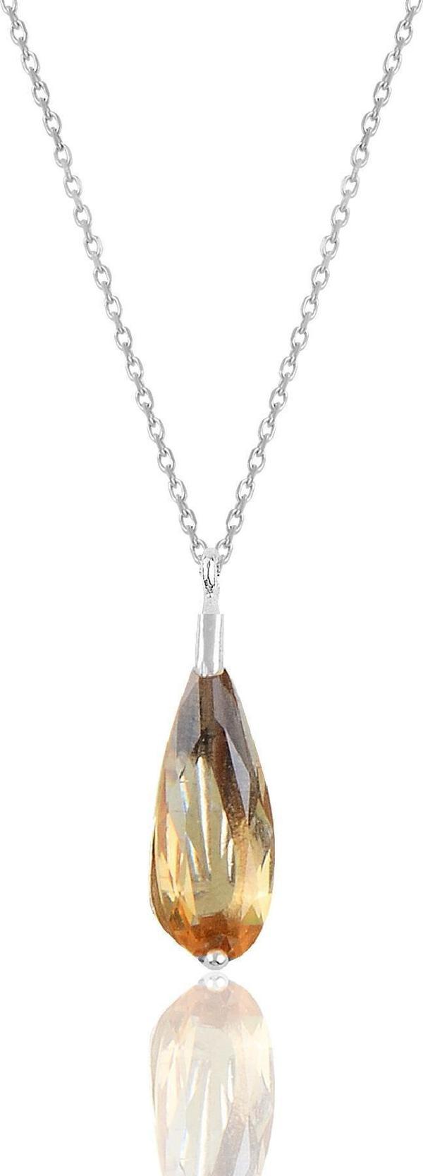 Gümüş rodyumlu zultanit taşlı damla kolye  - Image 1