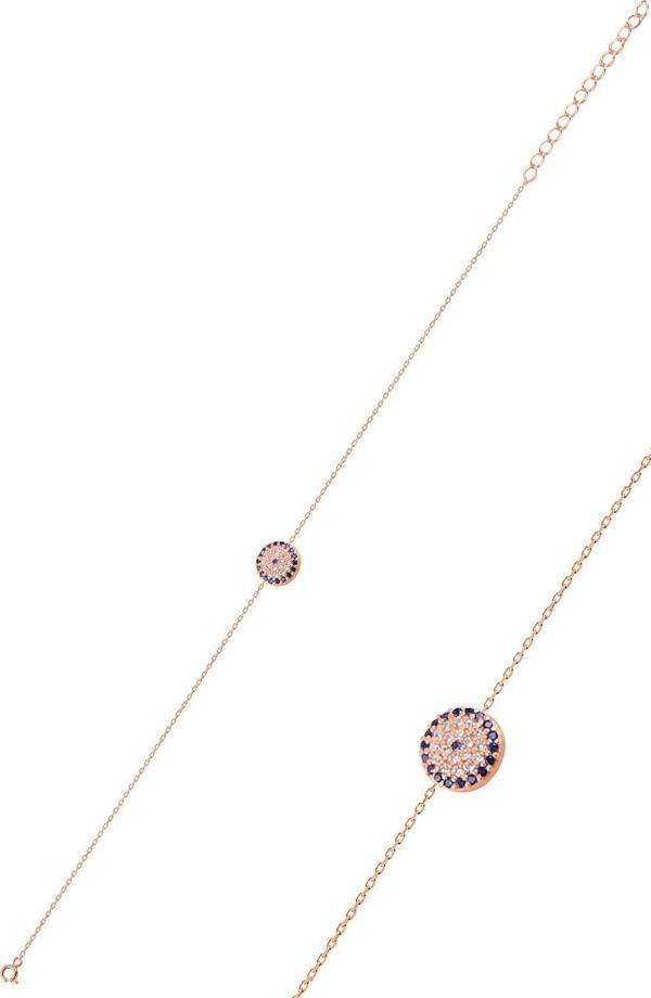Gümüş rose zirkon taşlı nazar modeli bileklik  - Image 1