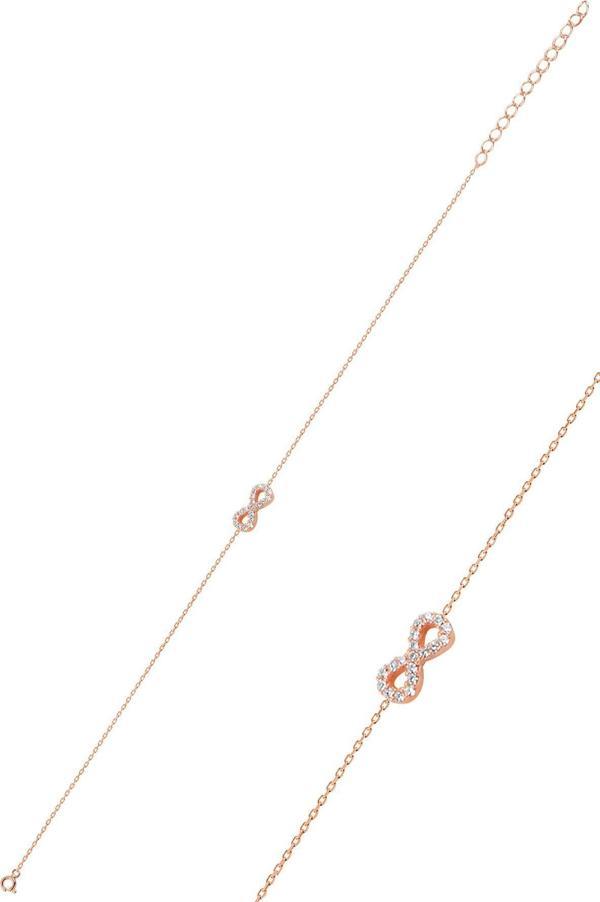 Gümüş rose zirkon taşlı sonsuzluk bileklik  - Image 1