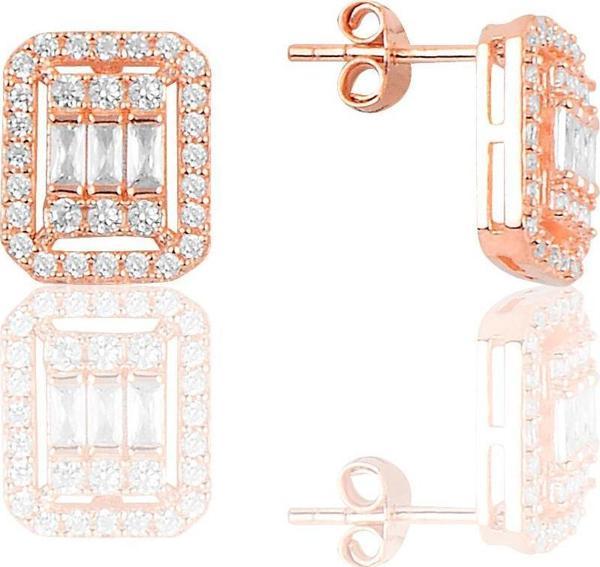 Gümüş rose baget taşlı küpe  - Image 1