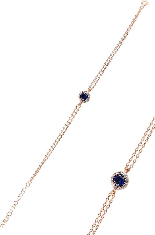 Gümüş rose safir taşlı elmas montürlü bileklik  - Image 1