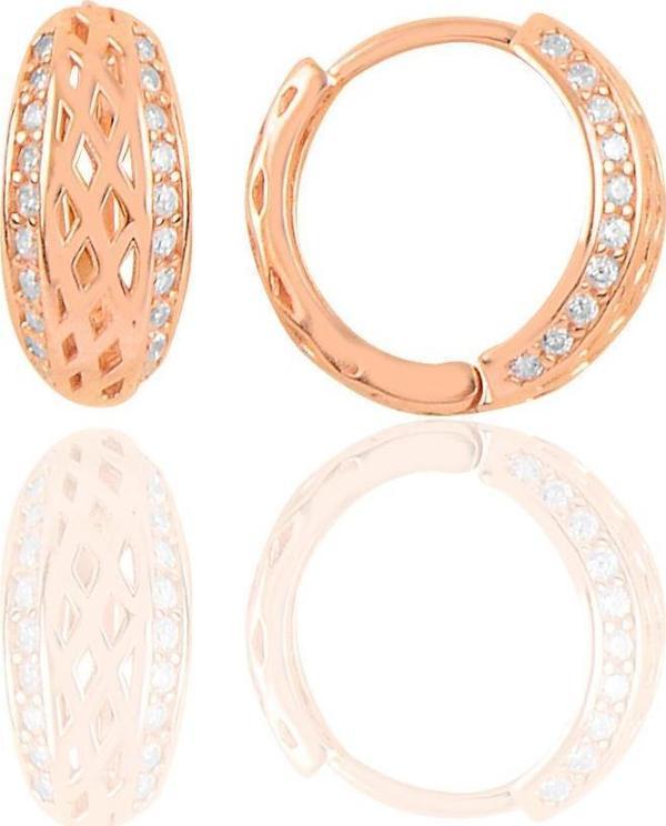 Gümüş rose desenli halka küpe  - Image 1