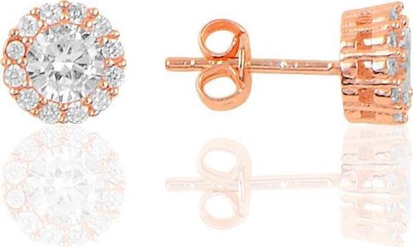 Gümüş rose elmas montürlü küpe  - Image 1