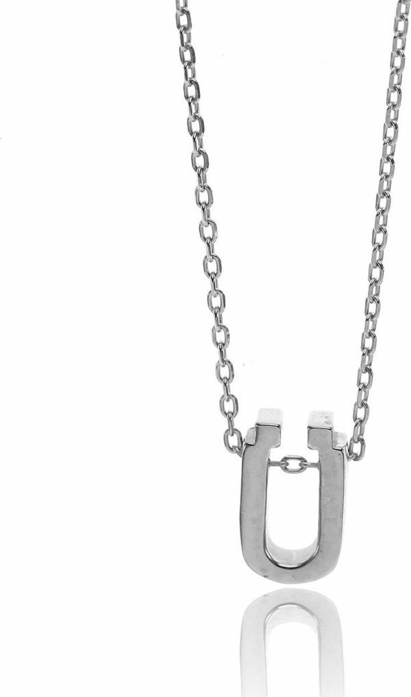 Gümüş üç boyutlu Ü harfİ kolye  - Image 1