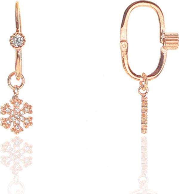 Gümüş rose zirkon taşlı  kar tanesi göçmen küpe  - Image 1